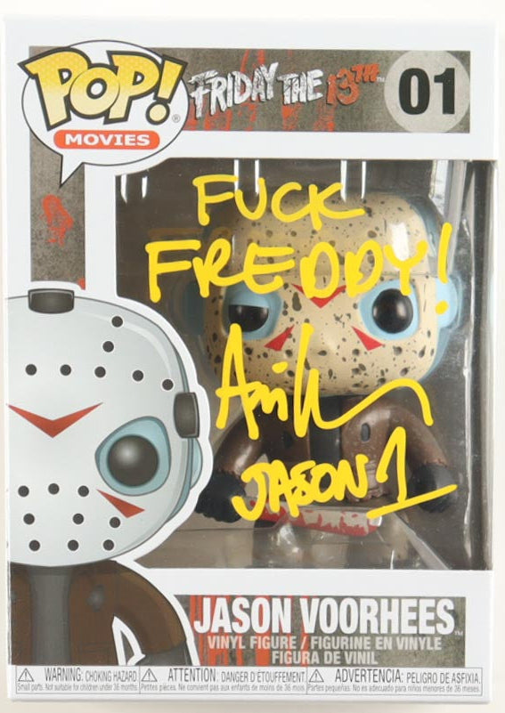 Ari Lehman Signed "Friday the 13th" #01 Jason Voorhees Funko Pop! Vinyl Figure Inscribed "F*** Freddy!" & "Jason 1" (JSA)