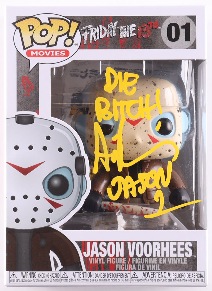 Ari Lehman Signed "Friday the 13th" #01 Jason Voorhees Funko Pop! Vinyl Figure Inscribed "Die B****!" & "Jason 1" (JSA)