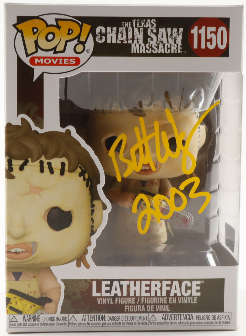 Brett Wagner Signed "The Texas Chain Saw Massacre" #1150 Funko Pop! Inscribed "2003" (PA)