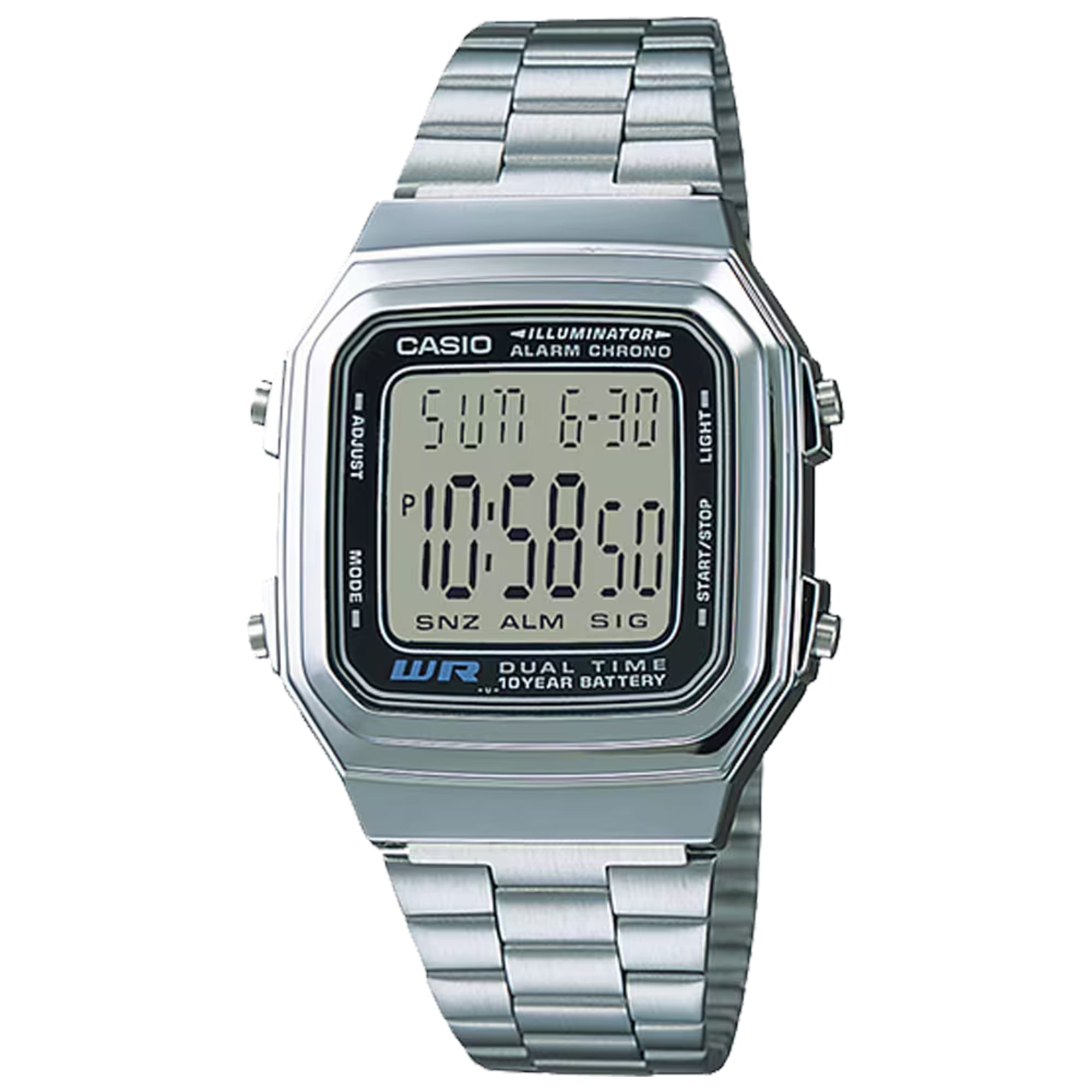 Casio Men Classic Digital Stainless Steel Watch Silver - A-178WA-1ACF
