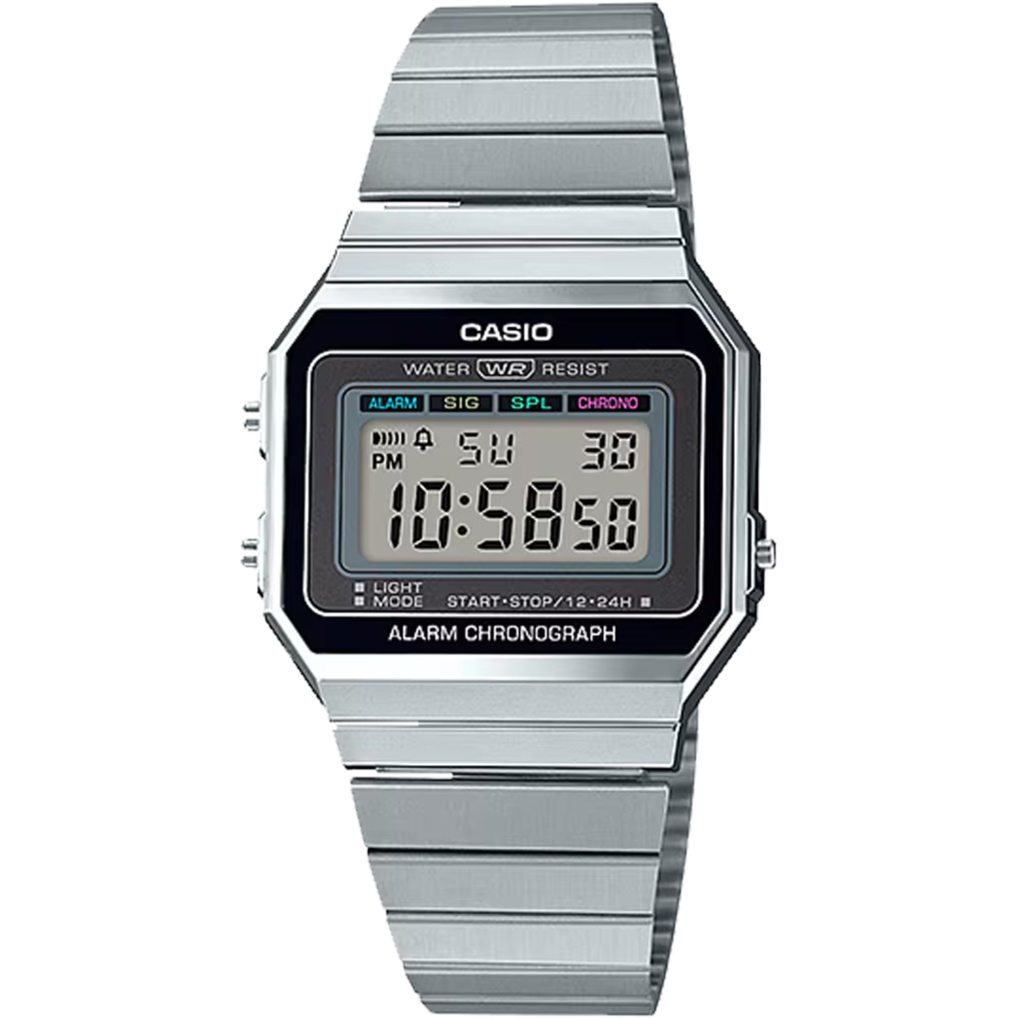 Casio Men Vintage Stainless Steel Digital Watch Silver - A-700W-1ACF