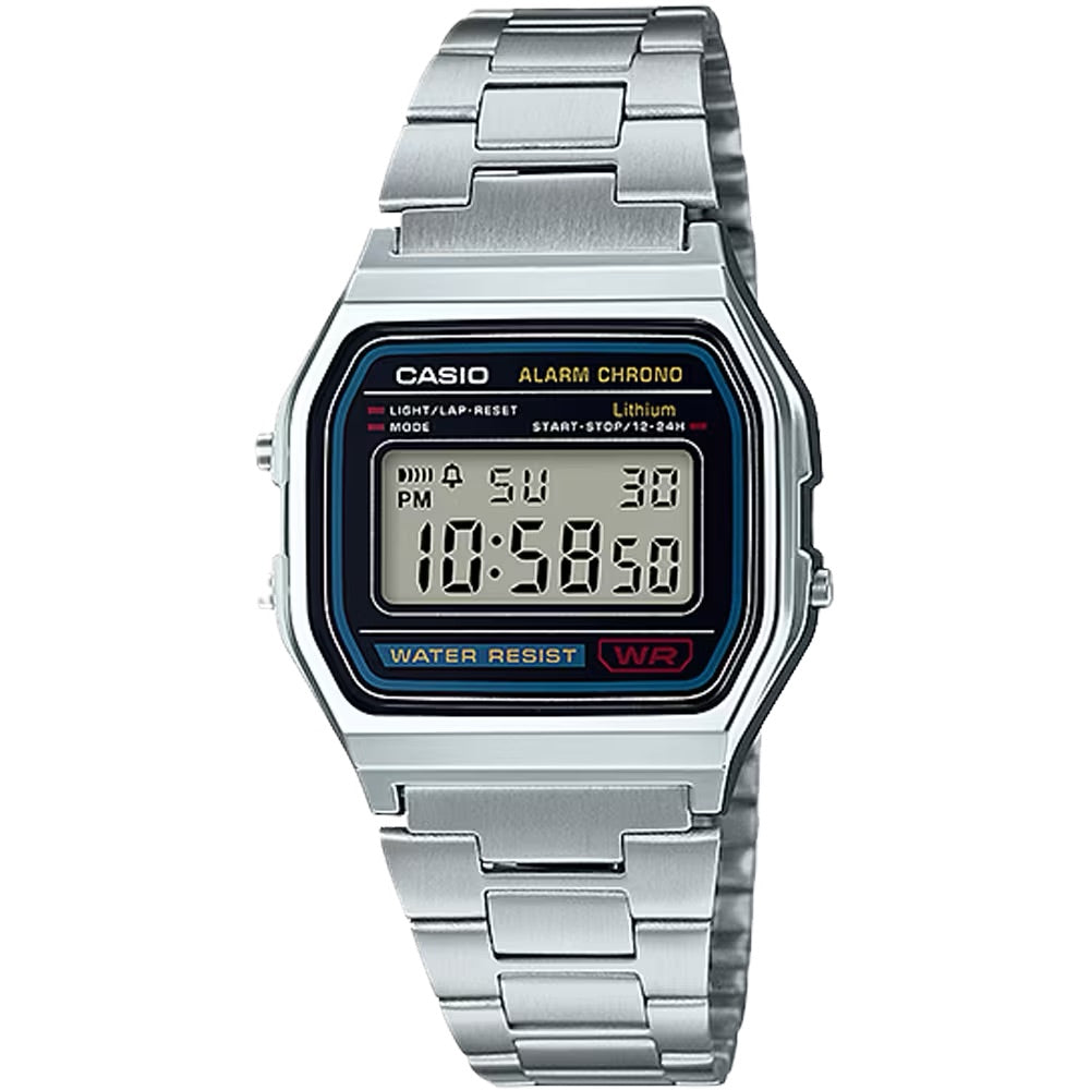 Casio Men Digital Watch with Silver-Toned Dial - A158WA-1