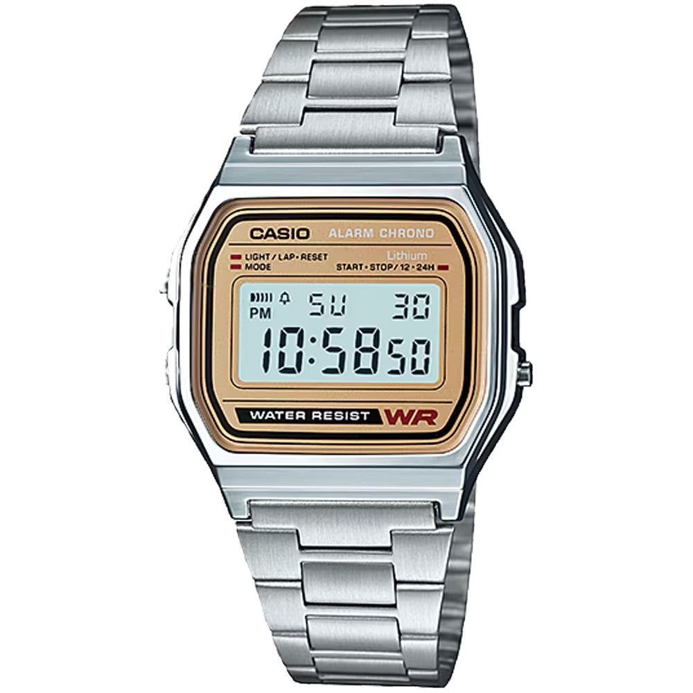 Casio Men Digital Watch with Gold-Toned Dial - A158WEA-9