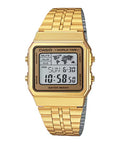 Casio Men/Unisex Gold-Tone Digital World Time Stainless Steel Bracelet Watch - A500WGA-9DF