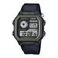 Casio Men Black Digital Green Cloth Strap Watch - AE-1200WHB-1BV