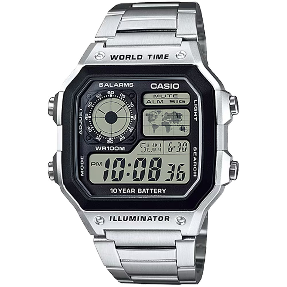 Casio Men Black and Silver Digital Watch - AE-1200WHD-1AV