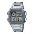 Casio Men World Time Digital Stainless Steel Watch Silver - AE-1200WHD-7AVCF