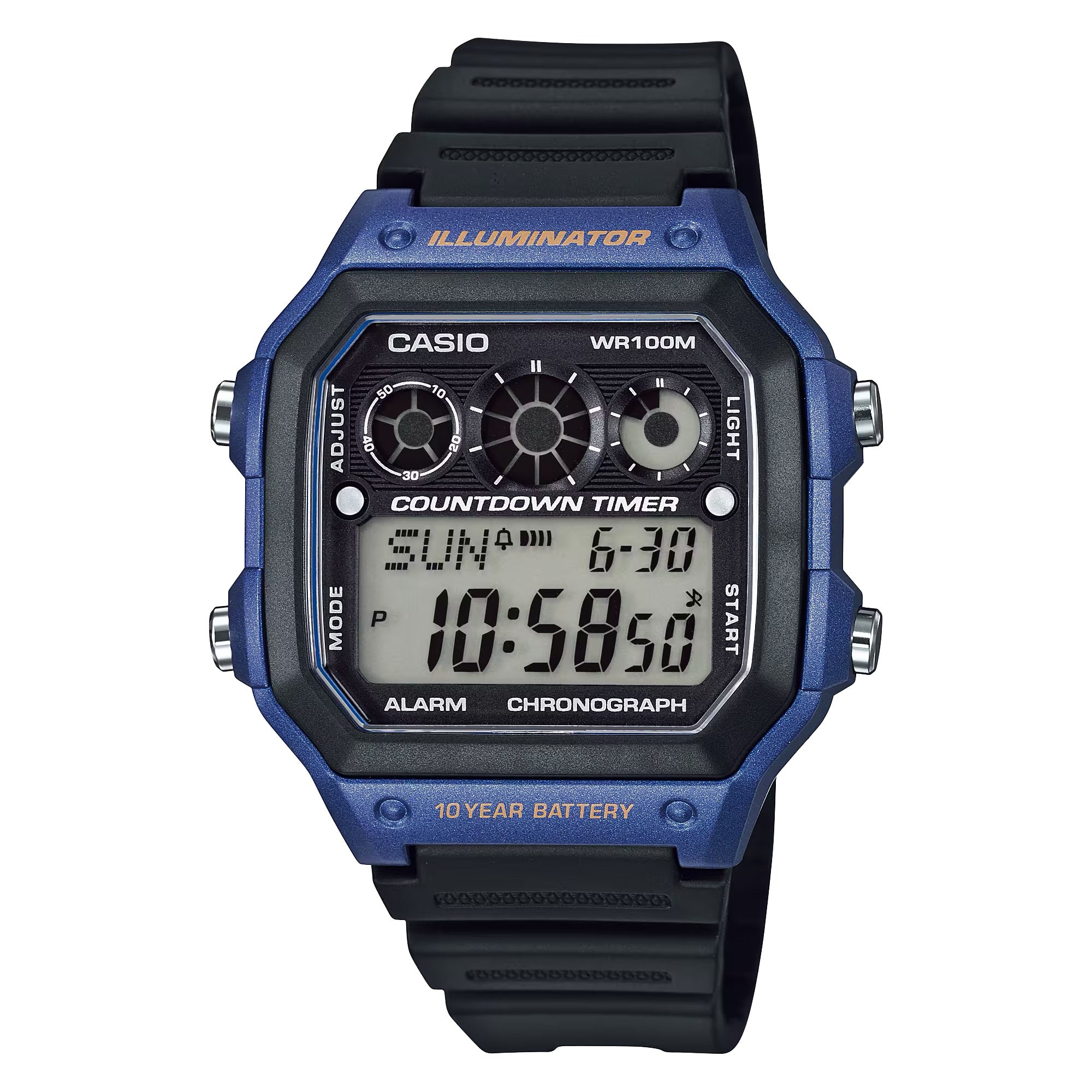 Casio Men Blue Accent Digital Resin Strap Watch - AE-1300WH-2AVDF