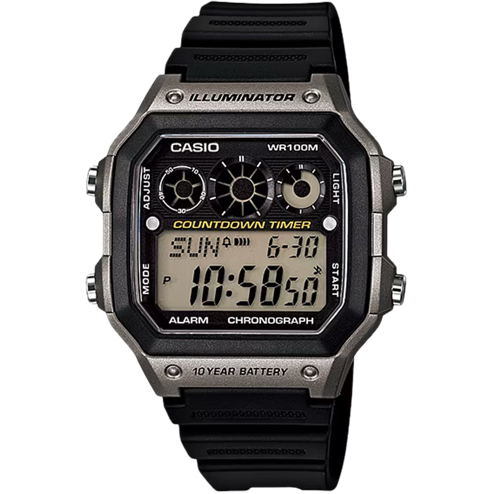 Casio Men Digital Illuminator Black and Grey Digital Watch - AE-1300WH-8AV