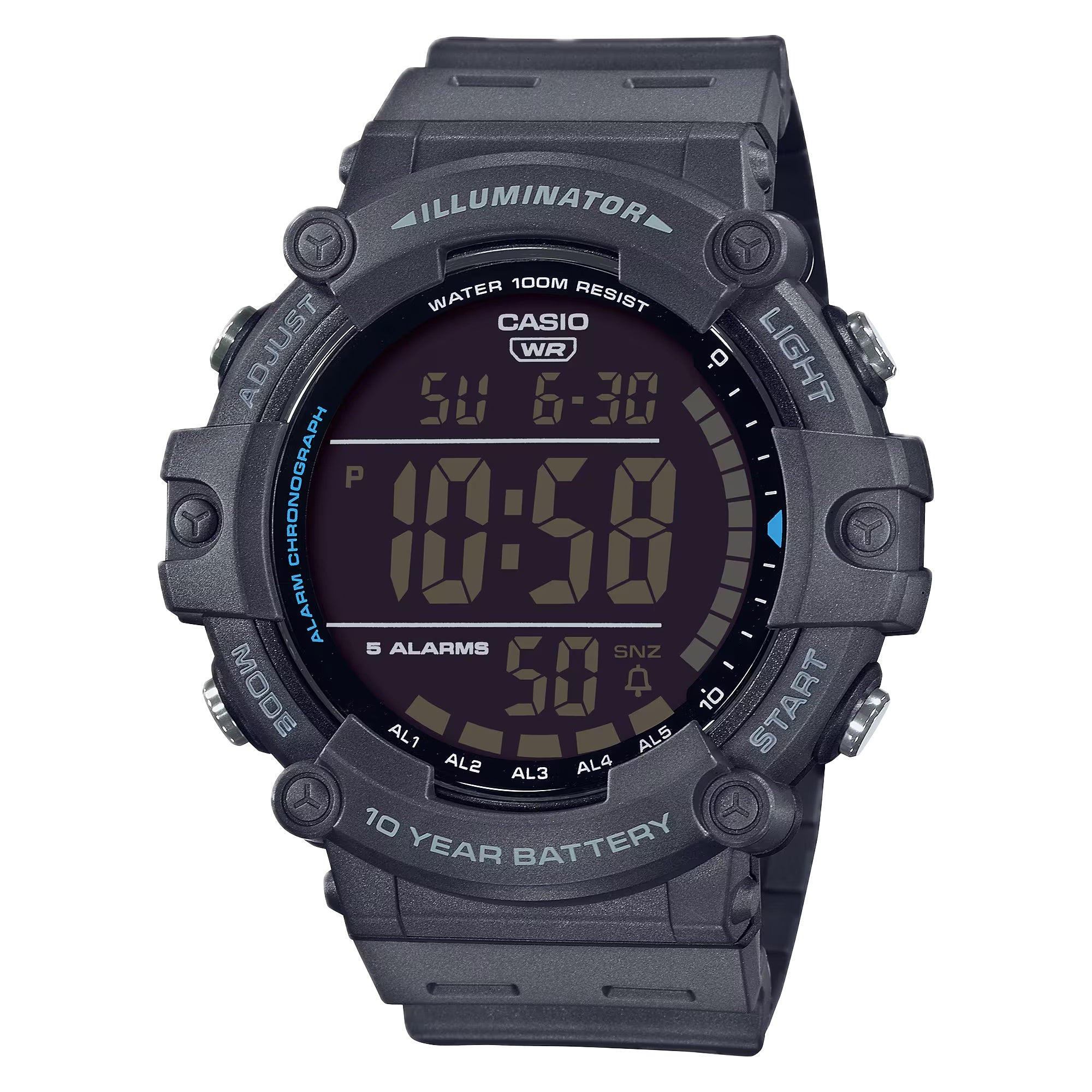 Casio Men Dark Gray Digital Watch with Black Dial - AE-1500WH-8BV