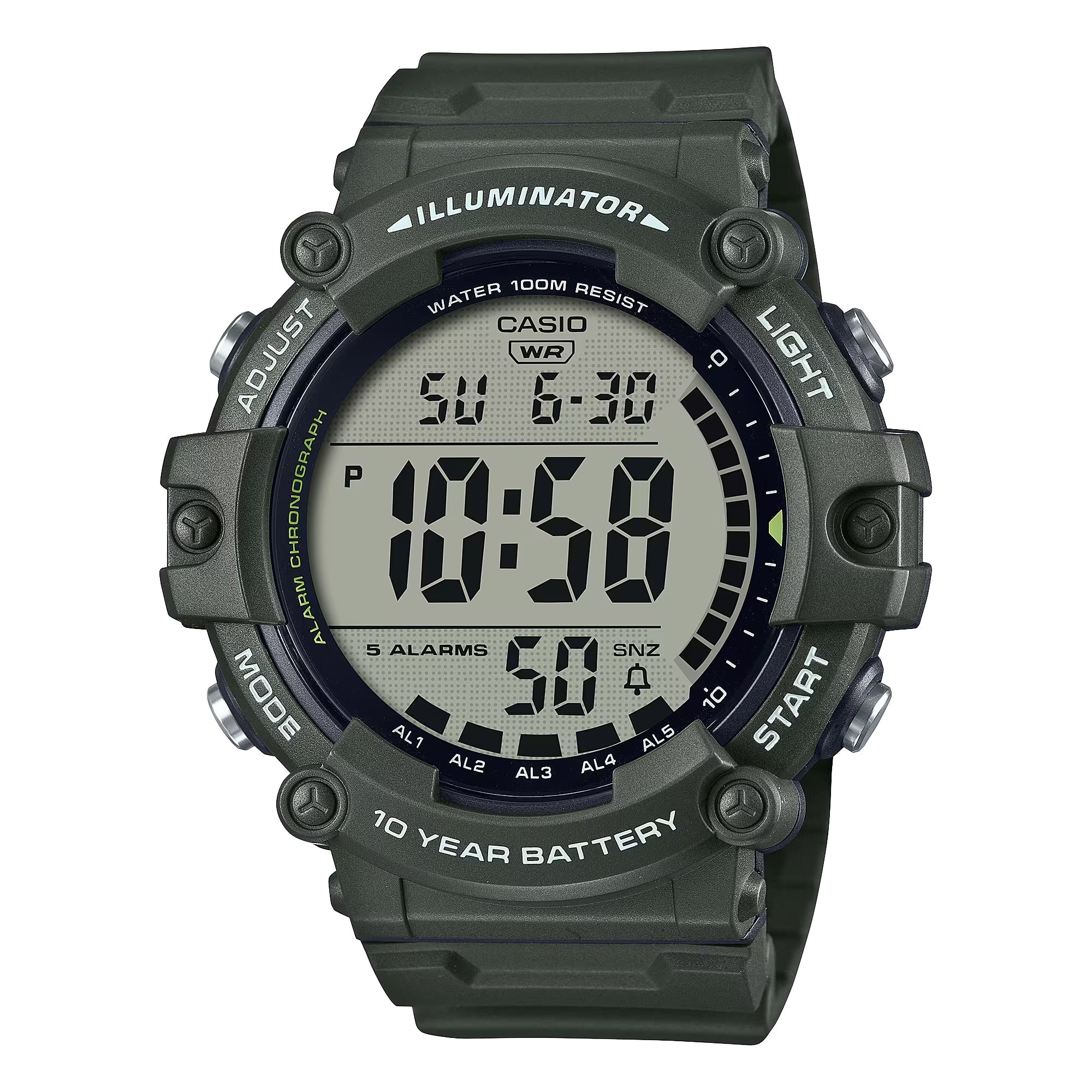 Casio Men Oversized Digital Sport Watch with Green Band - AE-1500WHX-3AVCF