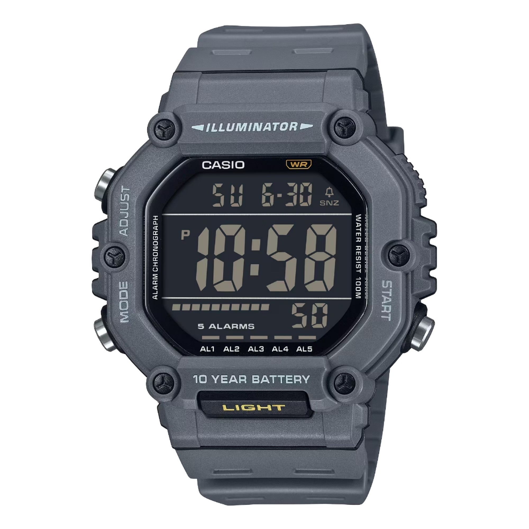 Casio Men Dark Grey and Black Digital Sport Watch with Grey Dial - AE-1600H-8BVCF