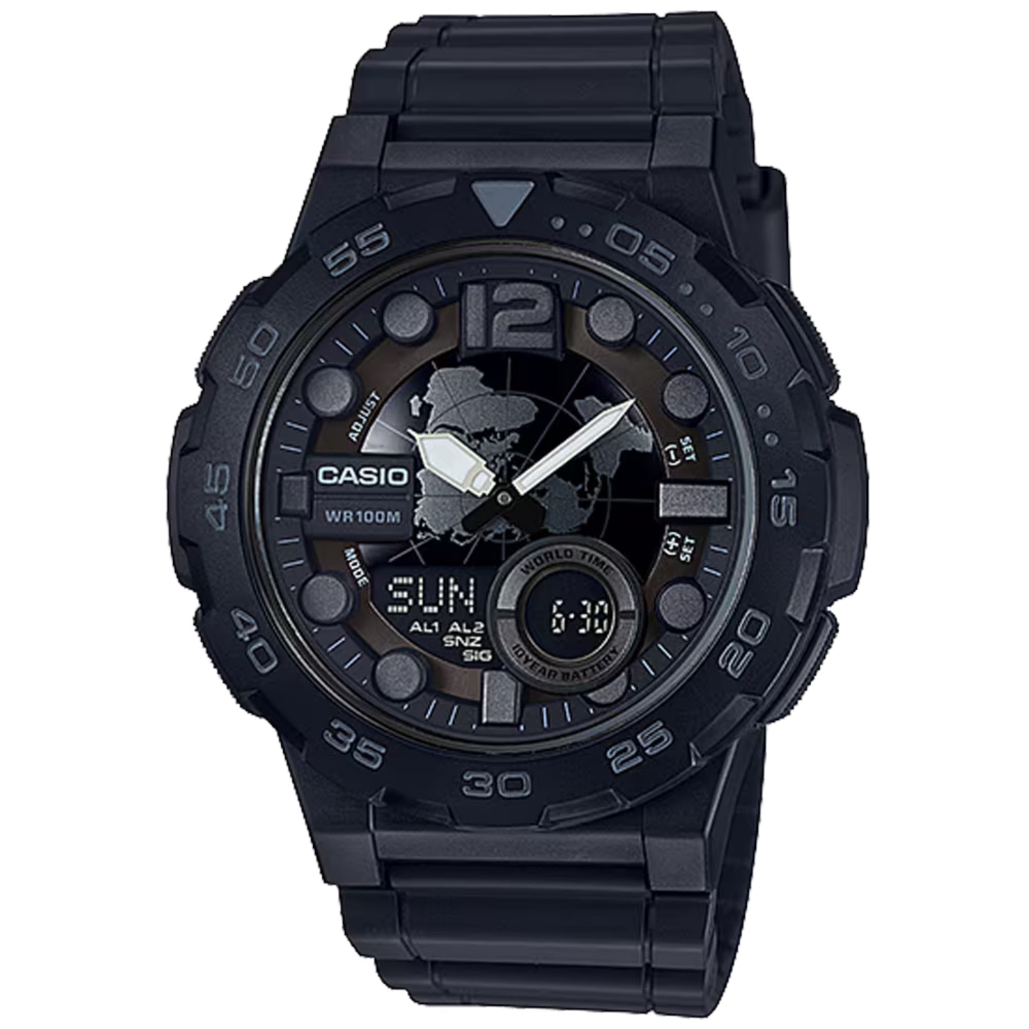 Casio Men Analog-Digital Watch with Black Dial - AEQ-100W-1BV