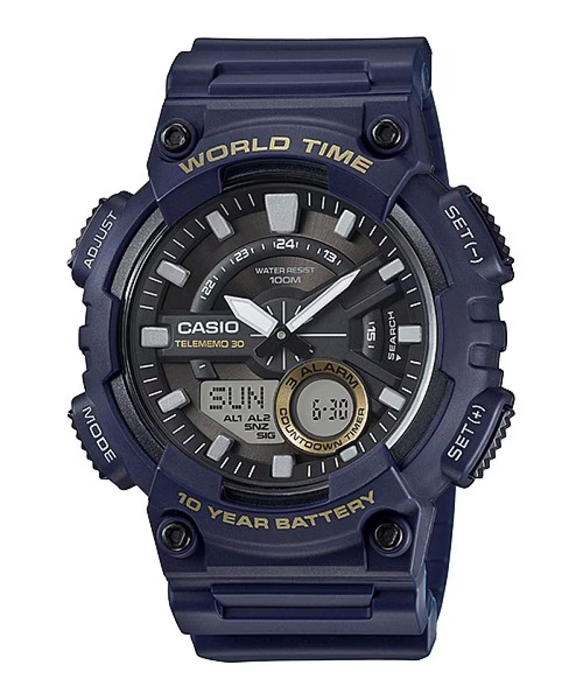 Casio Men Analog-Digital Sport Watch with Blue Dial - AEQ-110W-2AV