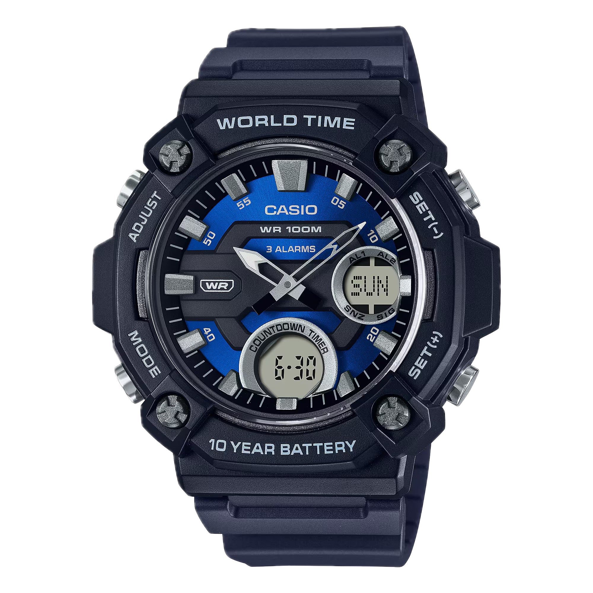 Casio Men Analog-Digital Sport Watch with Blue Dial - AEQ-120W-2AVCF