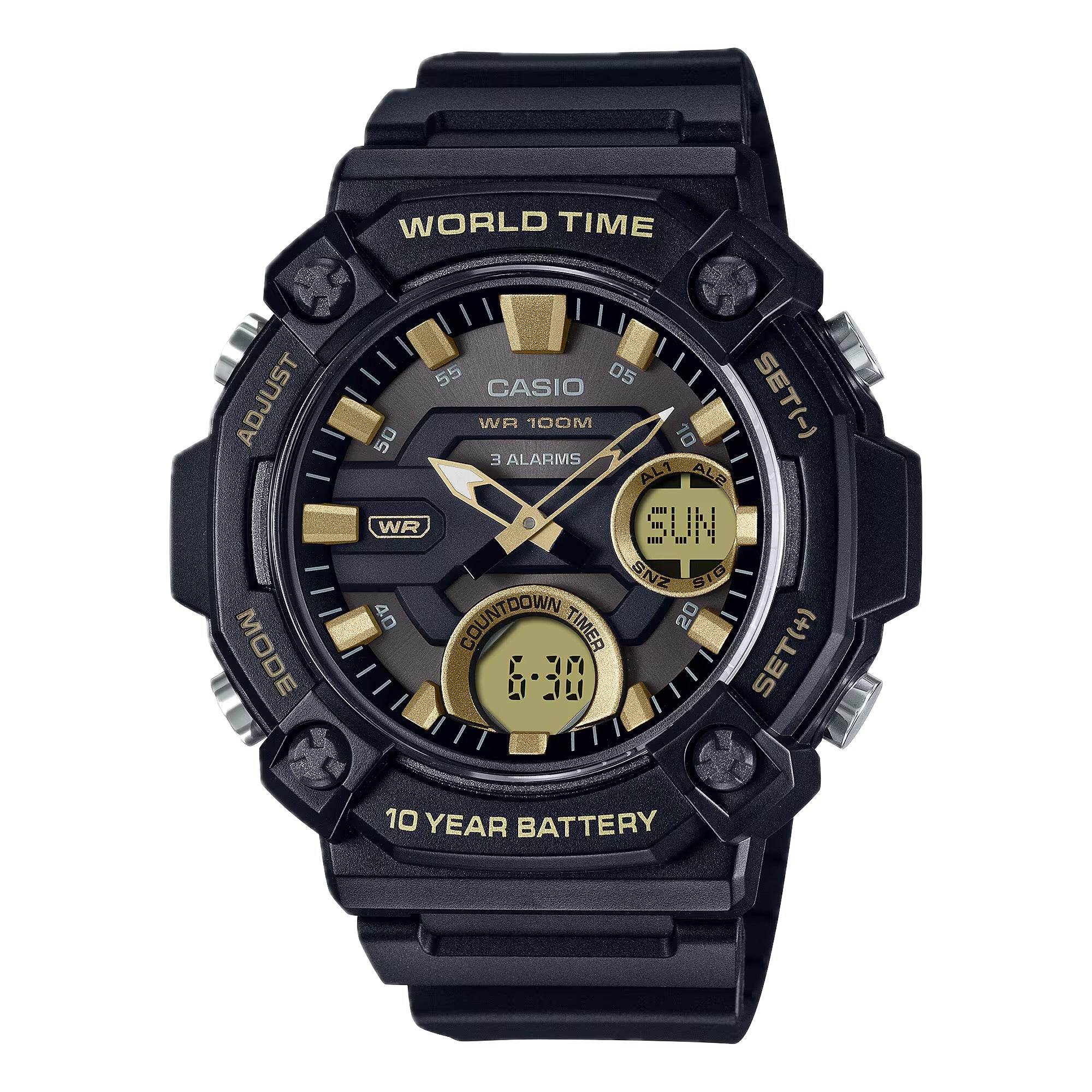 Casio Men Analog-Digital Sport Watch with Gold Dial - AEQ-120W-9AVCF