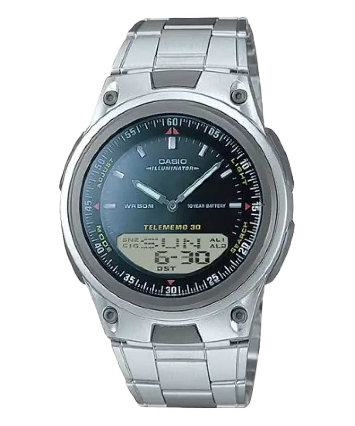 Casio Men Analog-Digital Sport Watch with Stainless Steel Band - AW-80D-1AV