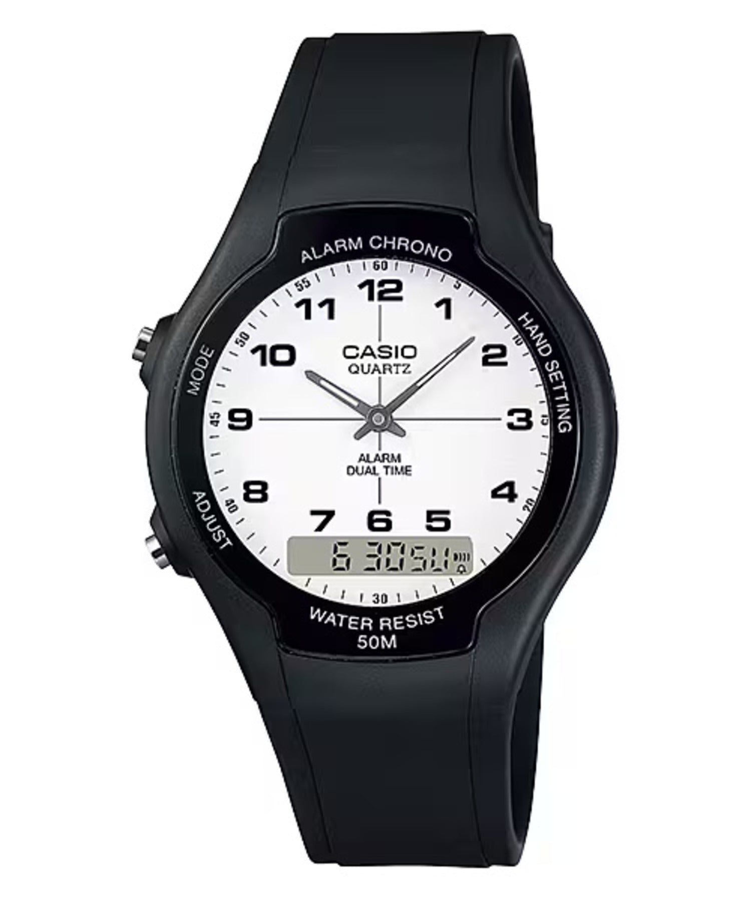 Casio Men Black Resin Analog-Digital Watch - AW-90H-7BV