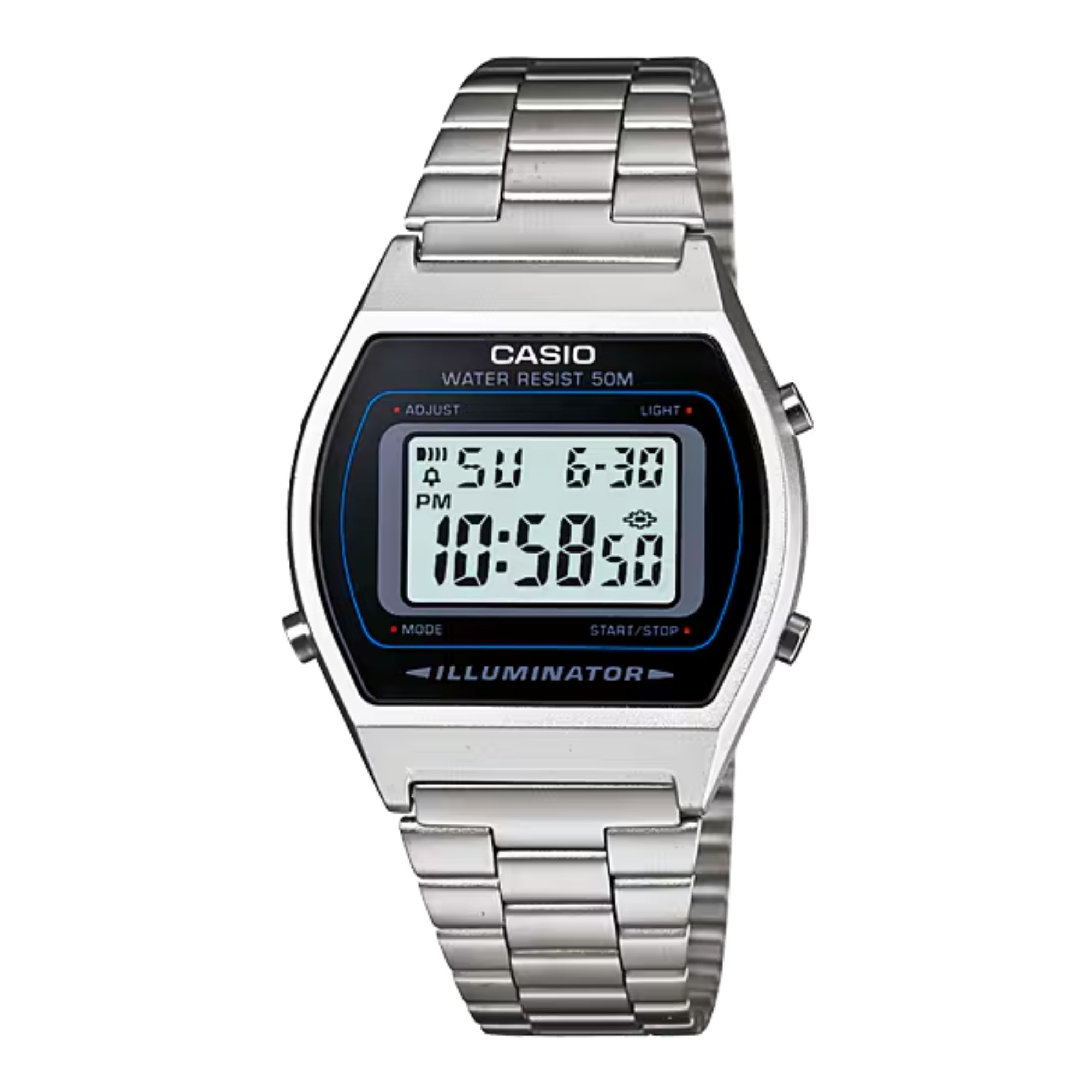 Casio Digital Stainless Steel Watch with Silver Bracelet - B640WD-1AVDF