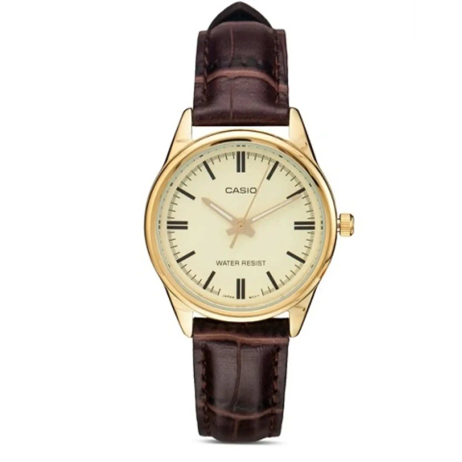 Casio Women Gold-Tone Leather Strap Analog Watch - LTP-V005GL-9AUDF