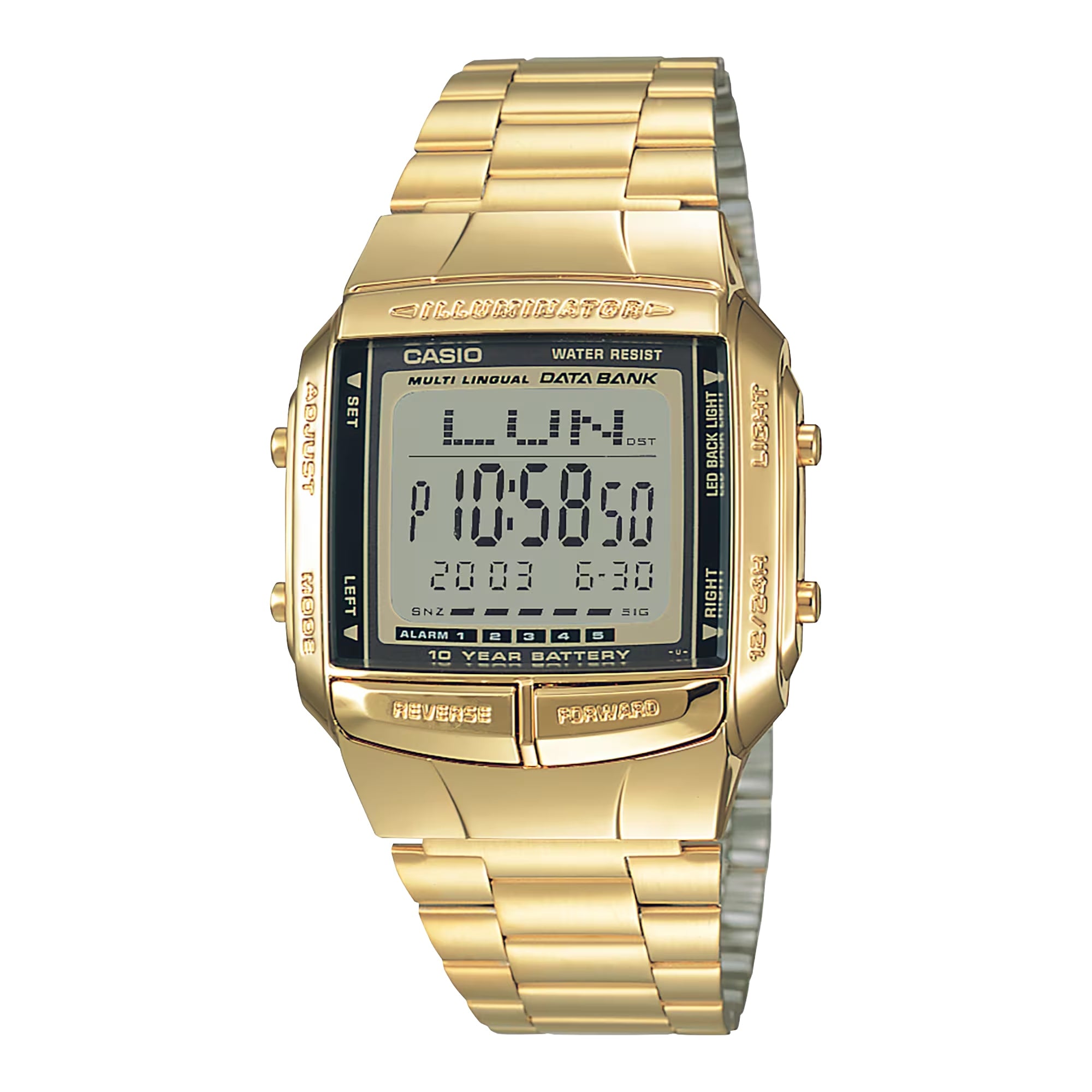 Casio Men Gold Digital Watch with Gold Stainless Steel Bracelet - DB-360G-9A