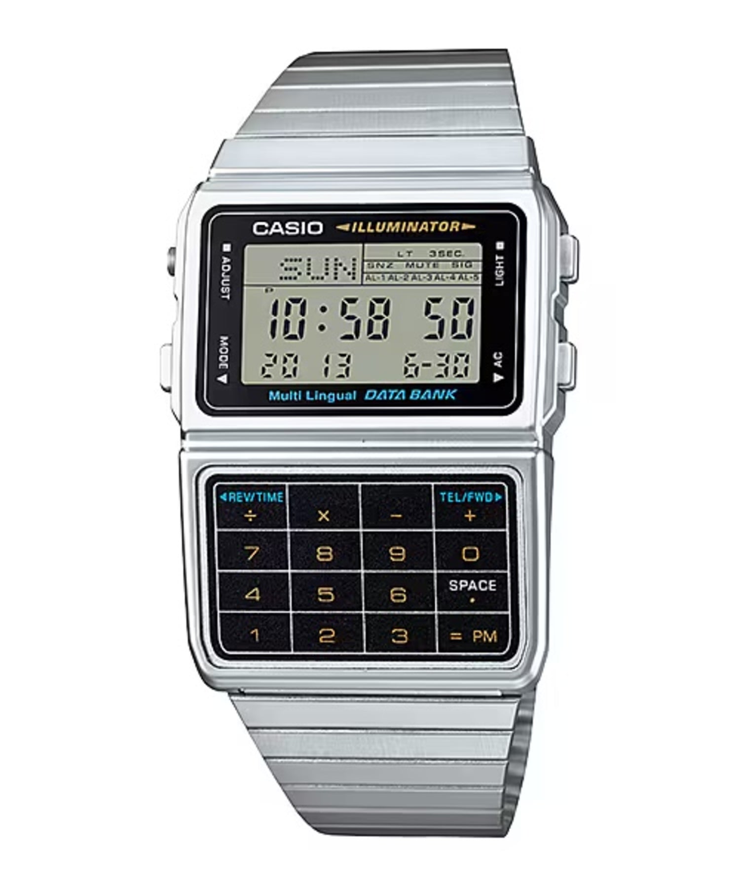 Casio Men Silver Stainless Steel Digital Data Bank Watch - DBC-611-1DF