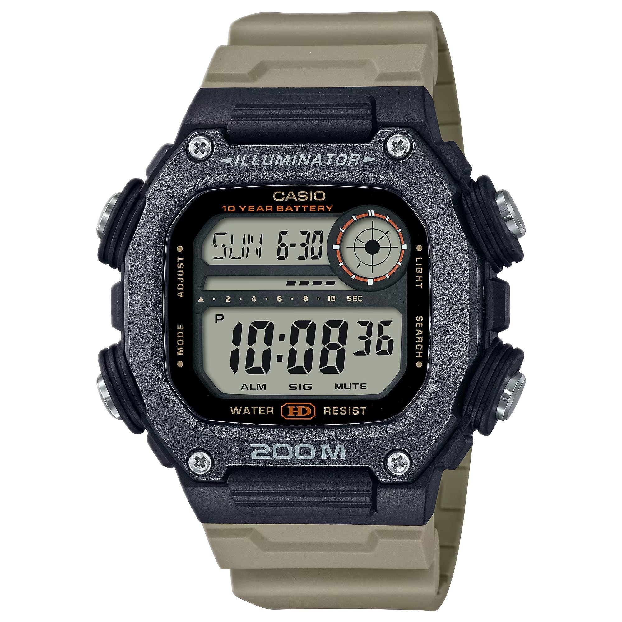 Casio Men Heavy-Duty Digital Sport Watch with Beige Strap - DW-291HX-5AV