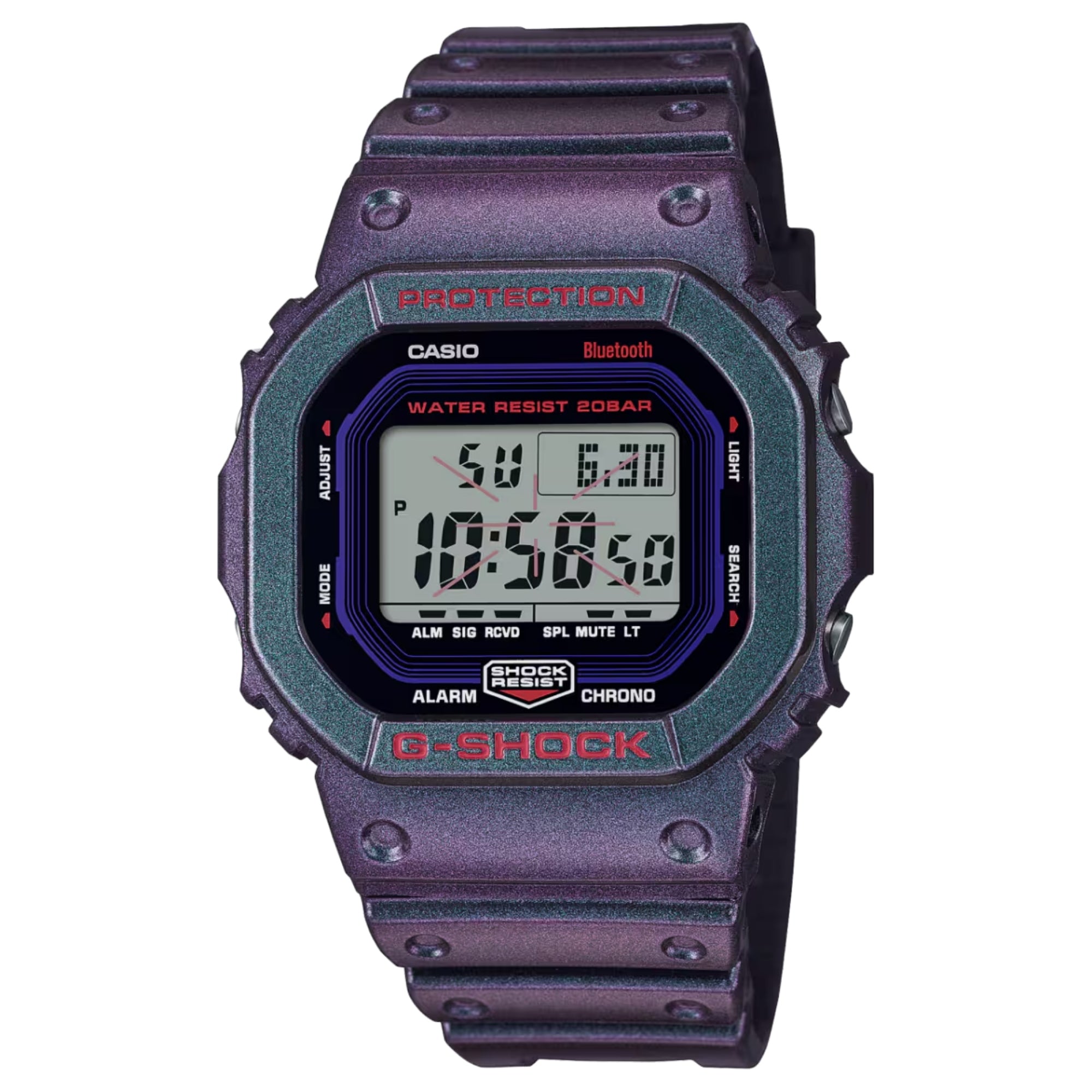 Casio G-SHOCK Men Purple Dial Digital Watch Purple Resin Strap - DW-B5600AH-6DR