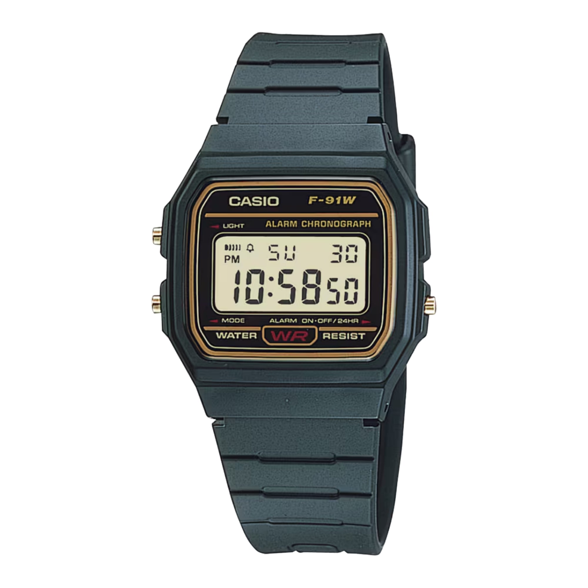 Casio Men Black Digital Watch with Gold Dial - F-91WG-9Q