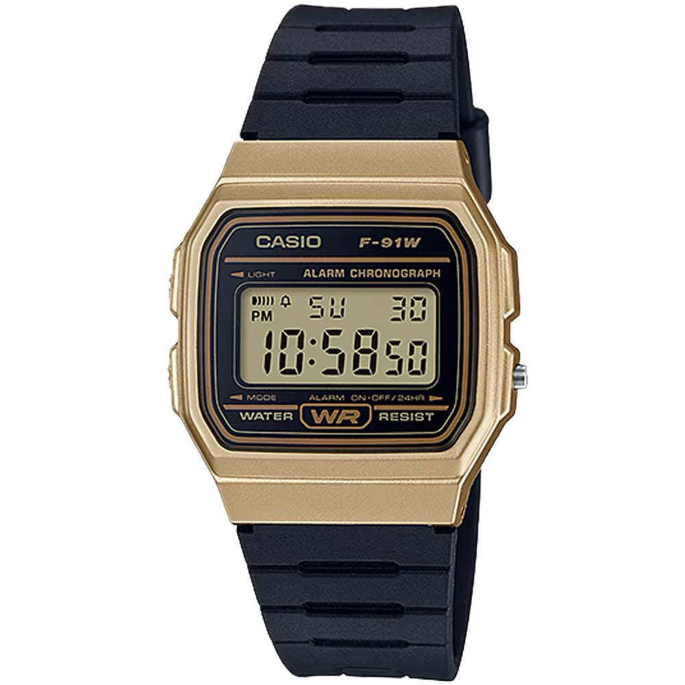 Casio Men Classic Digital Watch with Gold Case - F-91WM-9ACF