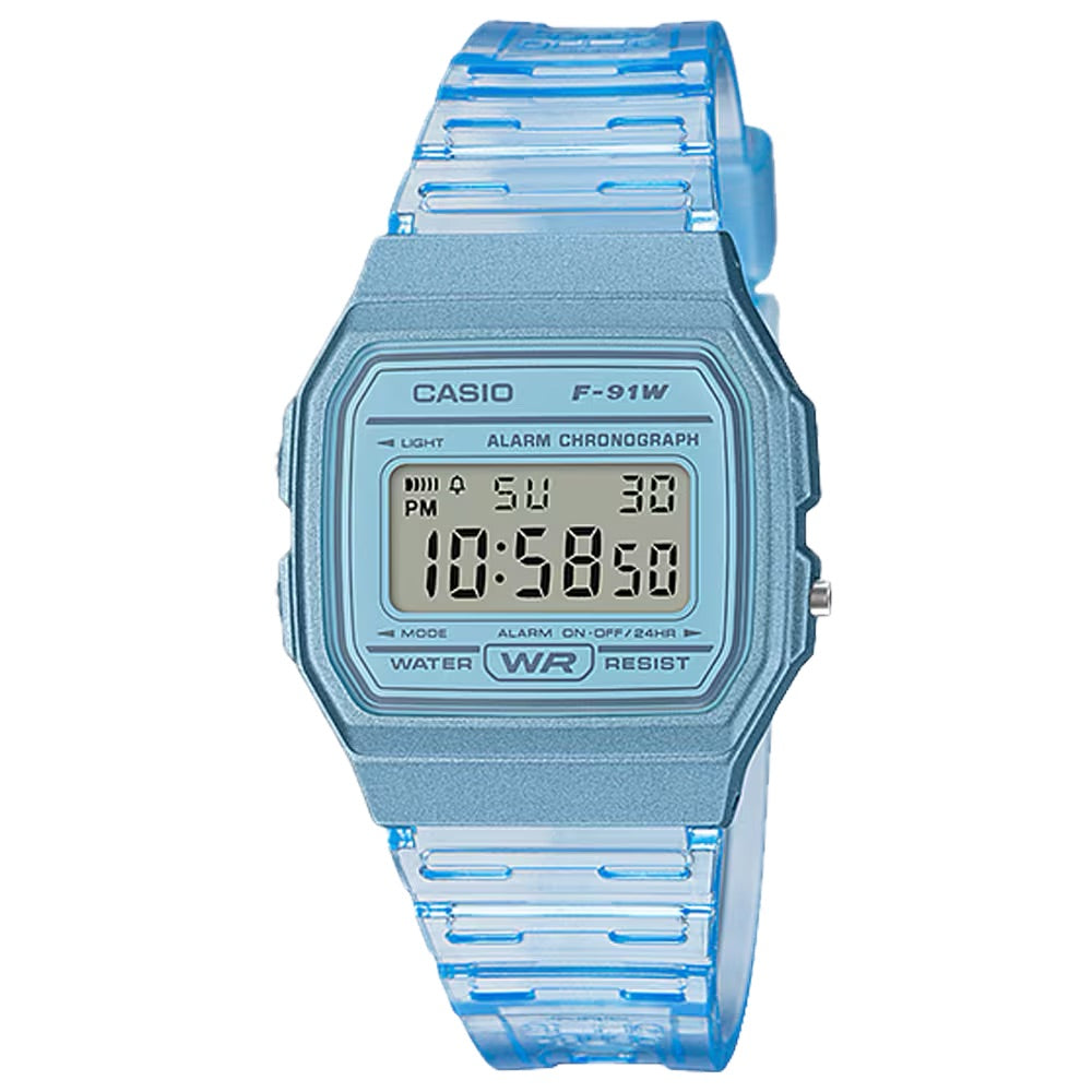 Casio Men Transparent Blue Digital Watch - F-91WS-2CF