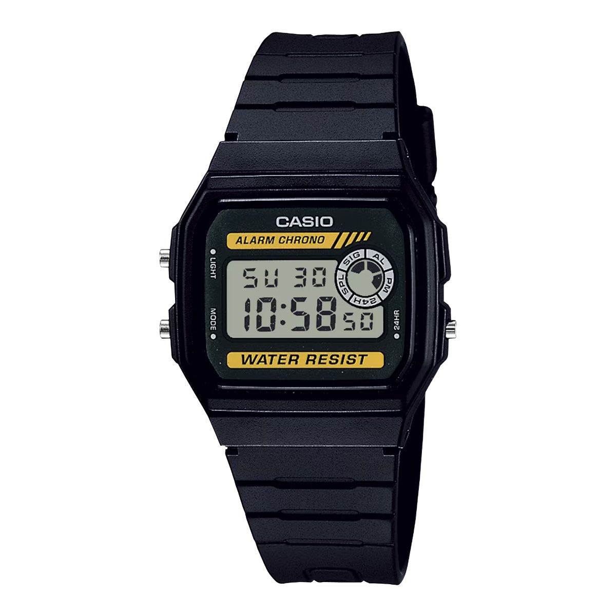 Casio Men Digital Watch with Gray Dial and Gold Accents - F-94WA-9