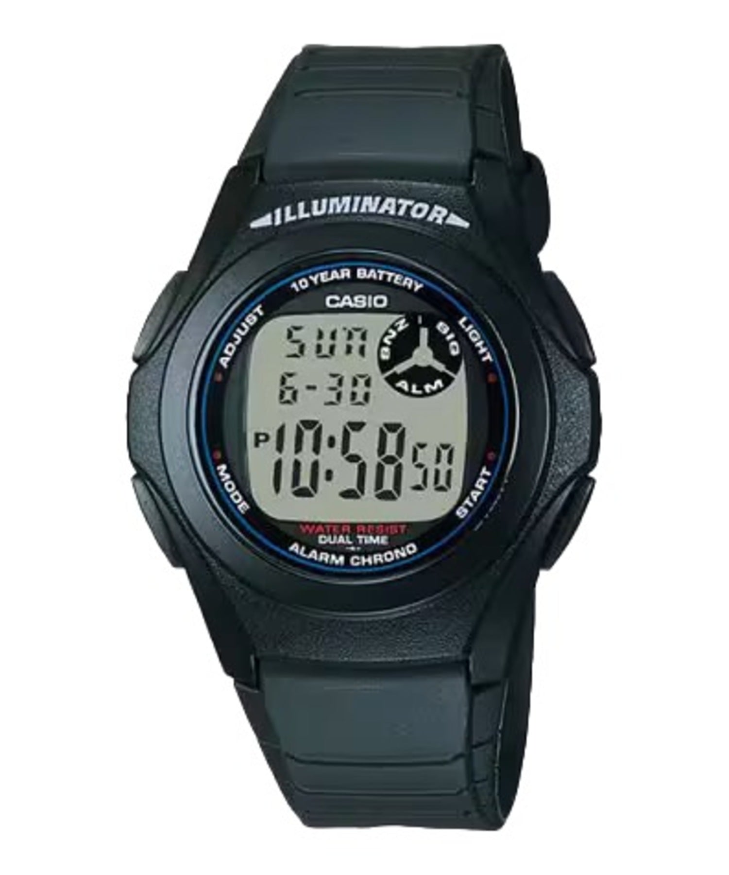 Casio Men Black Digital Sport Watch with Grey Display - F-200W-1A