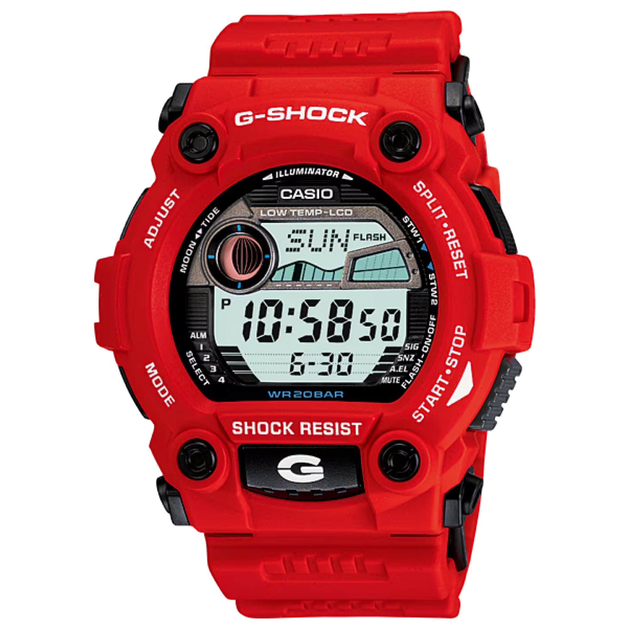 Casio G-SHOCK Men Grey Dial Digital Watch Red Resin Strap - G-7900A-4DR