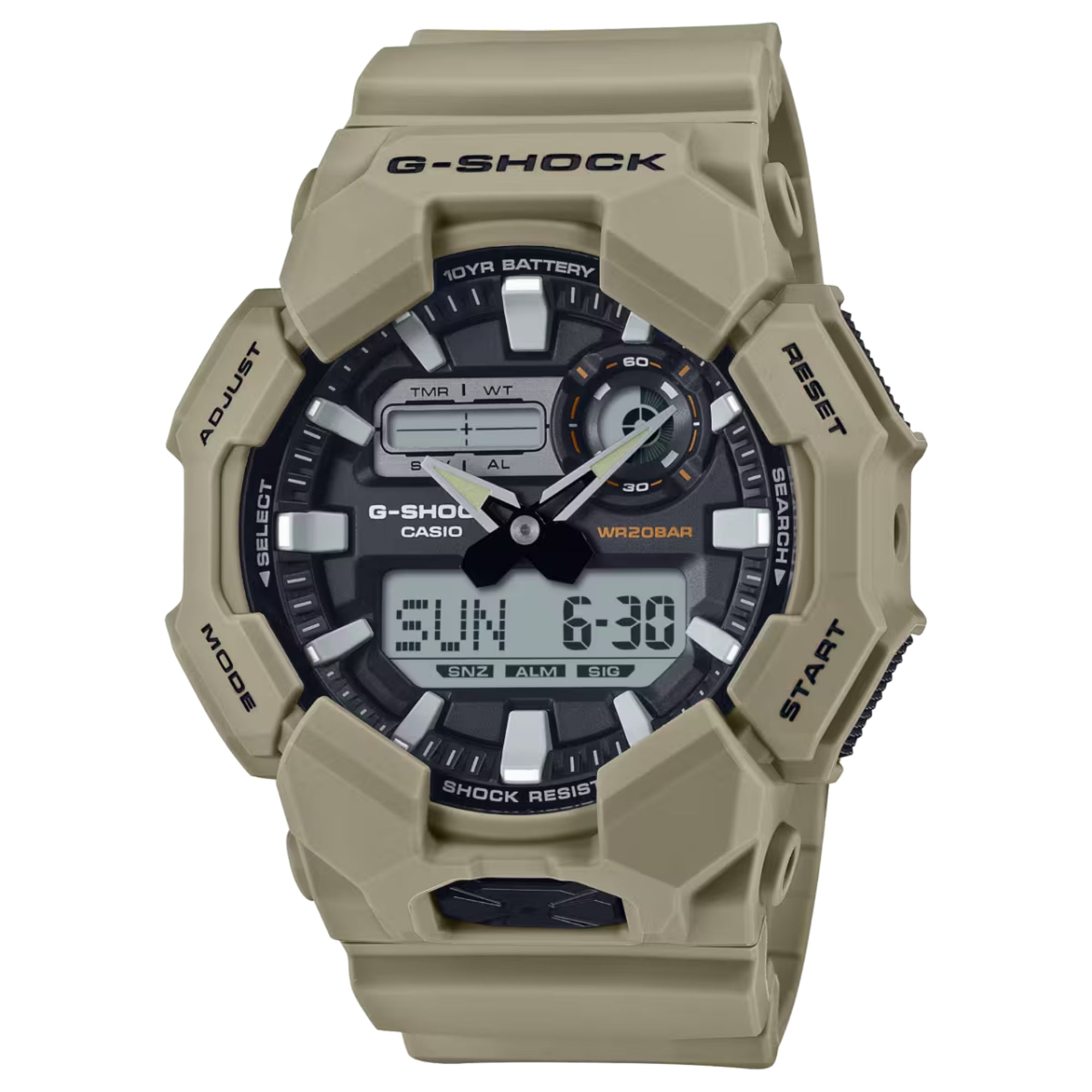 Casio G-SHOCK Men Beige Dial Analog Watch Beige Resin Strap - GA-010-5ADR