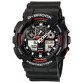 Casio G-SHOCK Men Black and Red Dial Analog/Digital Watch Black Resin Strap - GA-100-1A4NDR