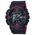 Casio G-SHOCK Men Black and Red Dial Digital/Analog Watch Black Resin Strap - GA-110HR-1ADR