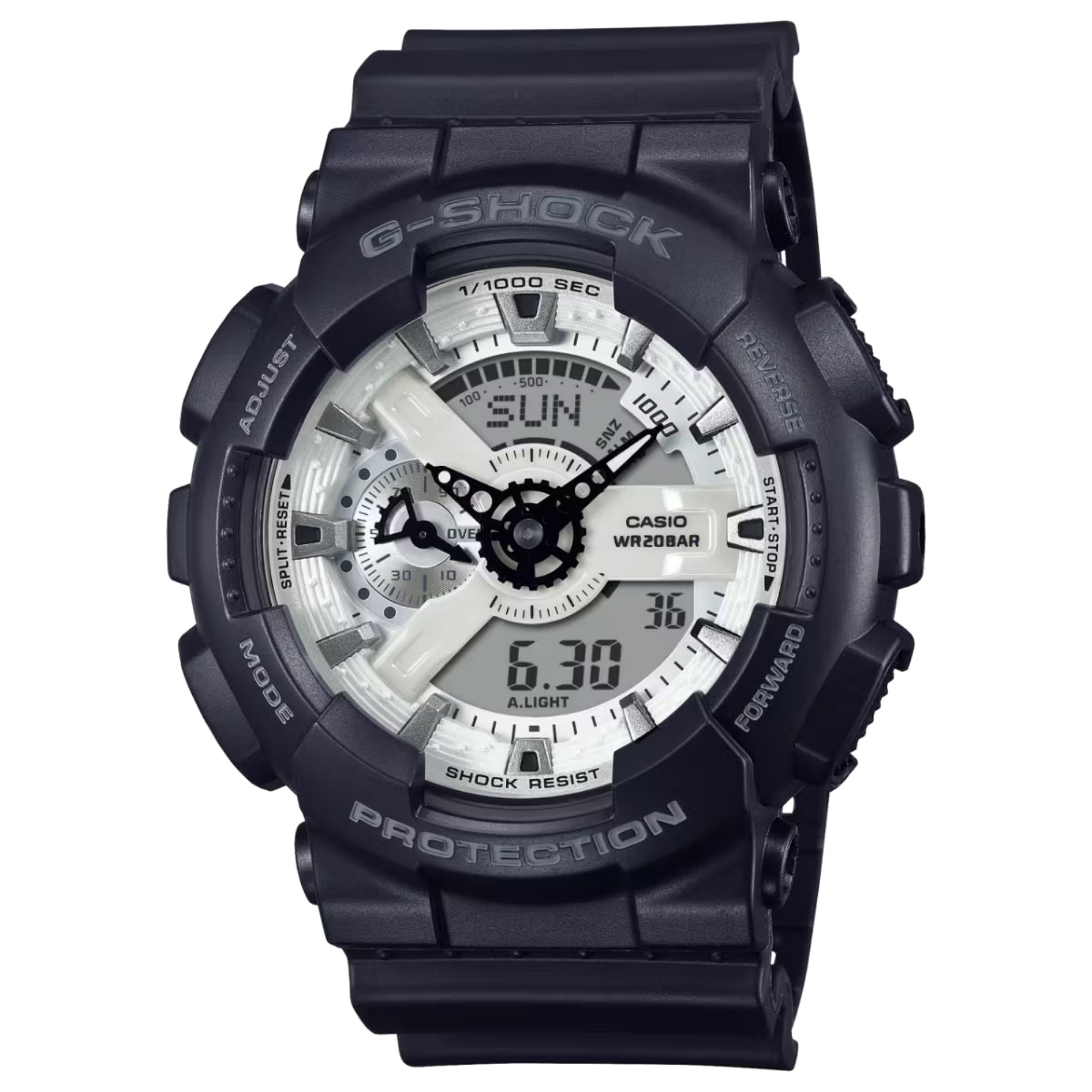 Casio G-SHOCK Men Black and Silver Dial Analog/Digital Watch Black Resin Strap - GA-110WD-1ADR