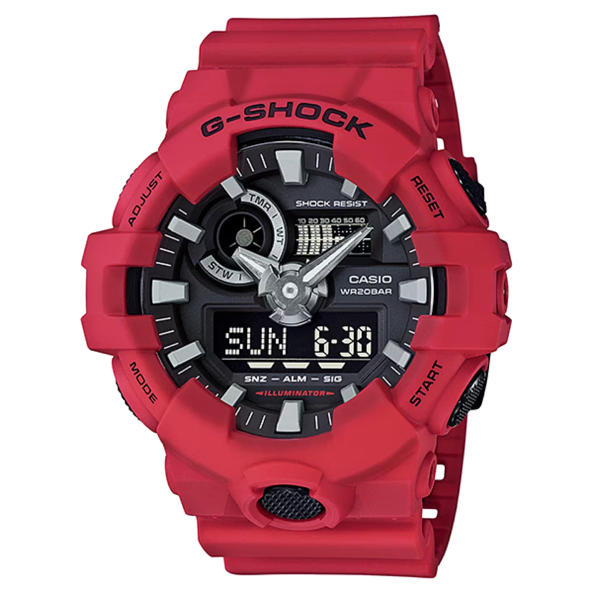 Casio G-SHOCK Men Red Dial Analog/Digital Watch Red Resin Strap - GA-700-4ADR