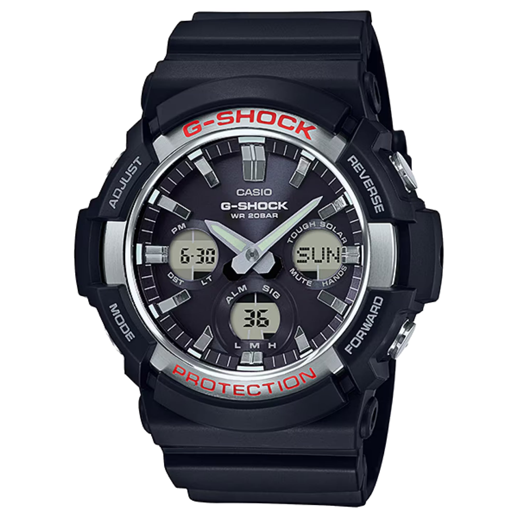 Casio G-SHOCK Men Black Dial Analog/Digital Watch Black Resin Strap Tough Solar - GAS-100-1ADR