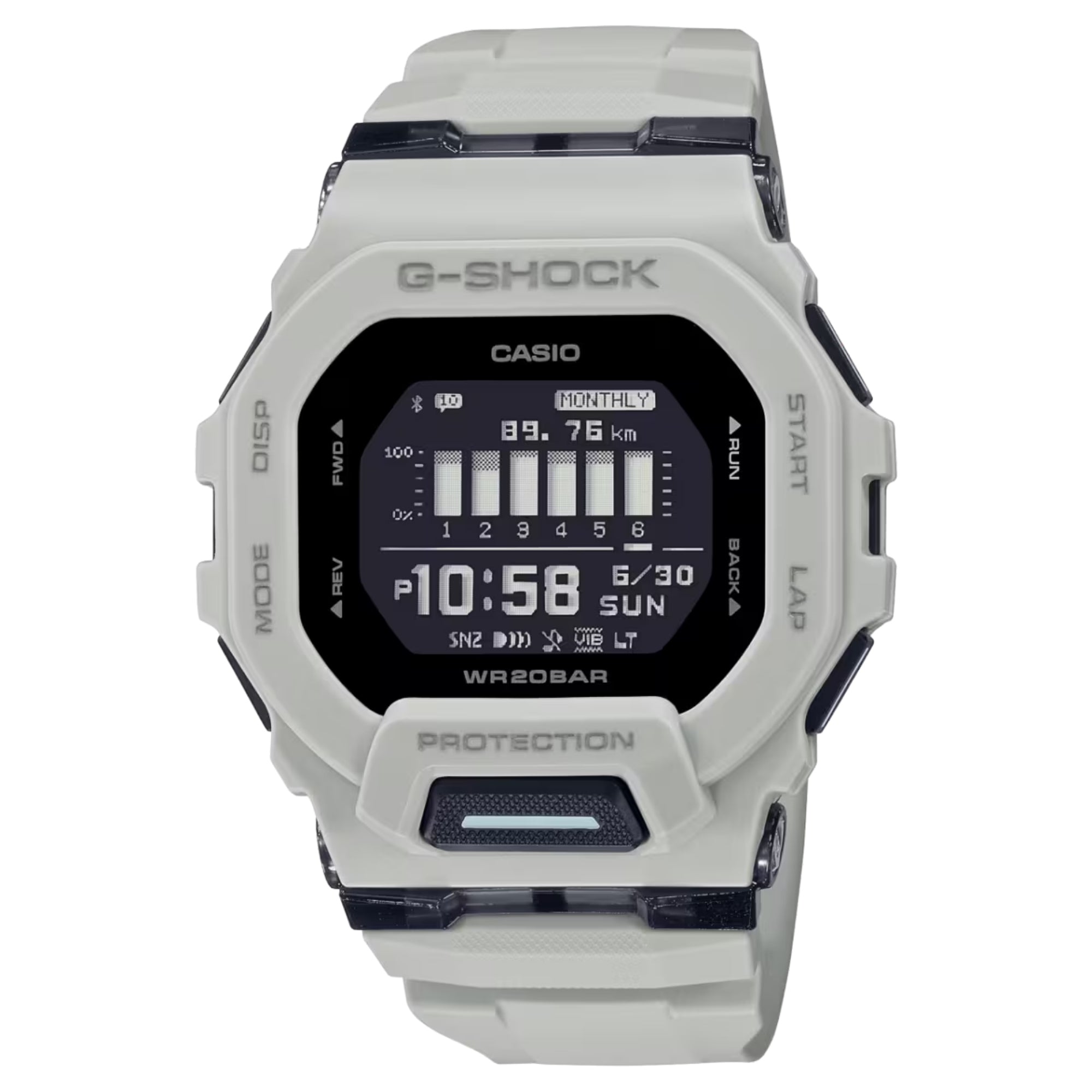 Casio G-SHOCK Men Black Dial Digital Watch Light Gray Resin Strap Bluetooth Fitness Tracker - GBD-200UU-9DR
