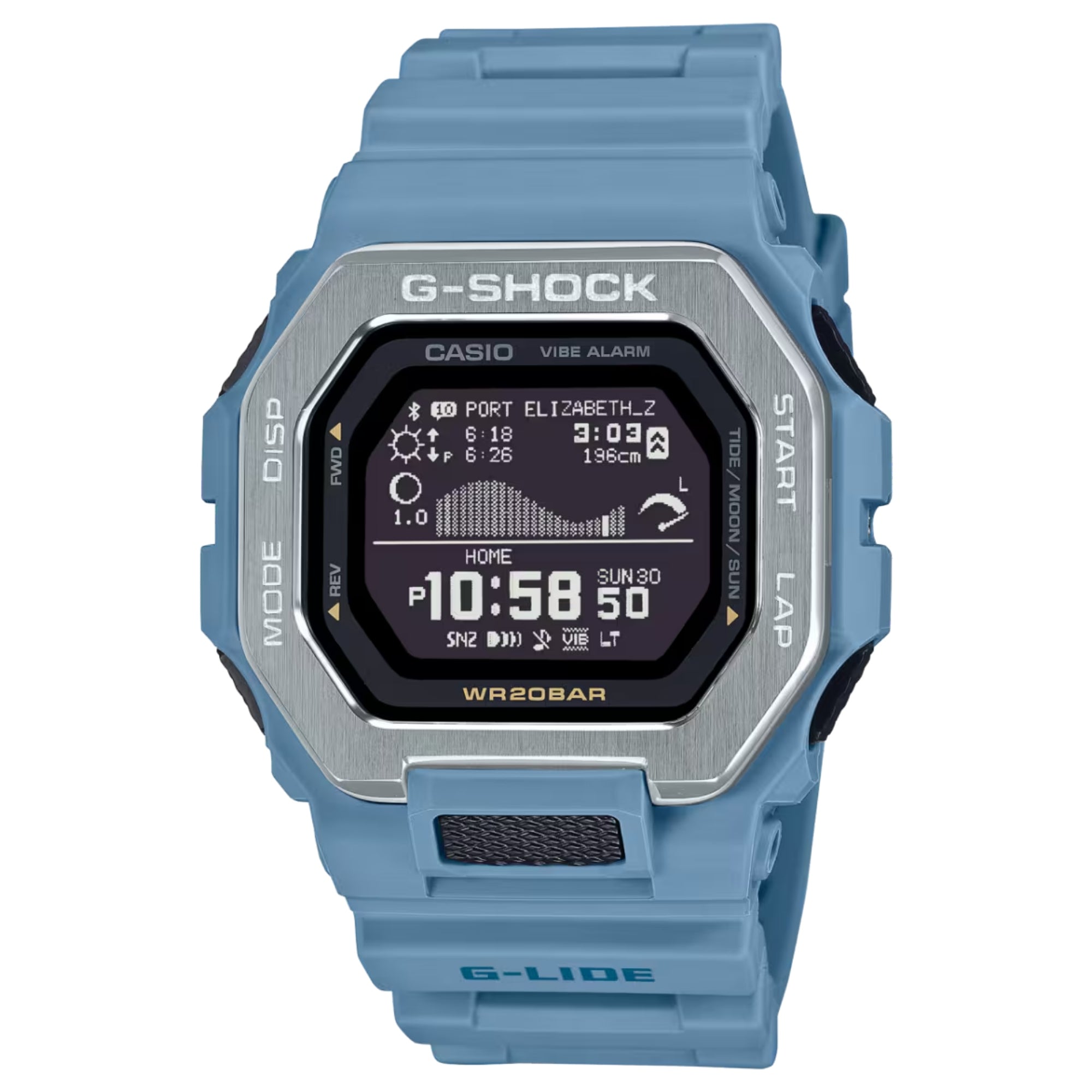 Casio G-SHOCK Men Black Dial Digital Watch Blue Resin Strap Bluetooth Surf Tracker - GBX-100-2ADR