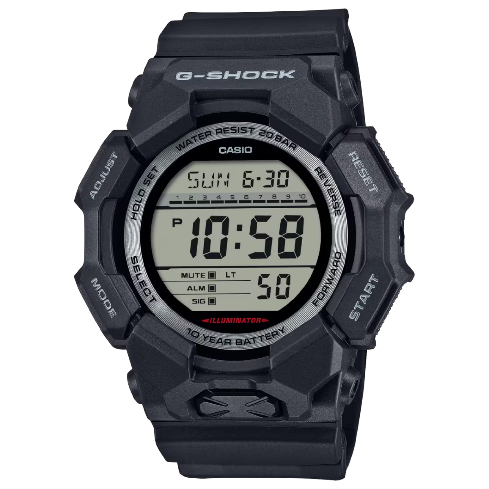 Casio G-SHOCK Men Grey Dial Digital Watch Black Resin Strap - GD-010-1DR