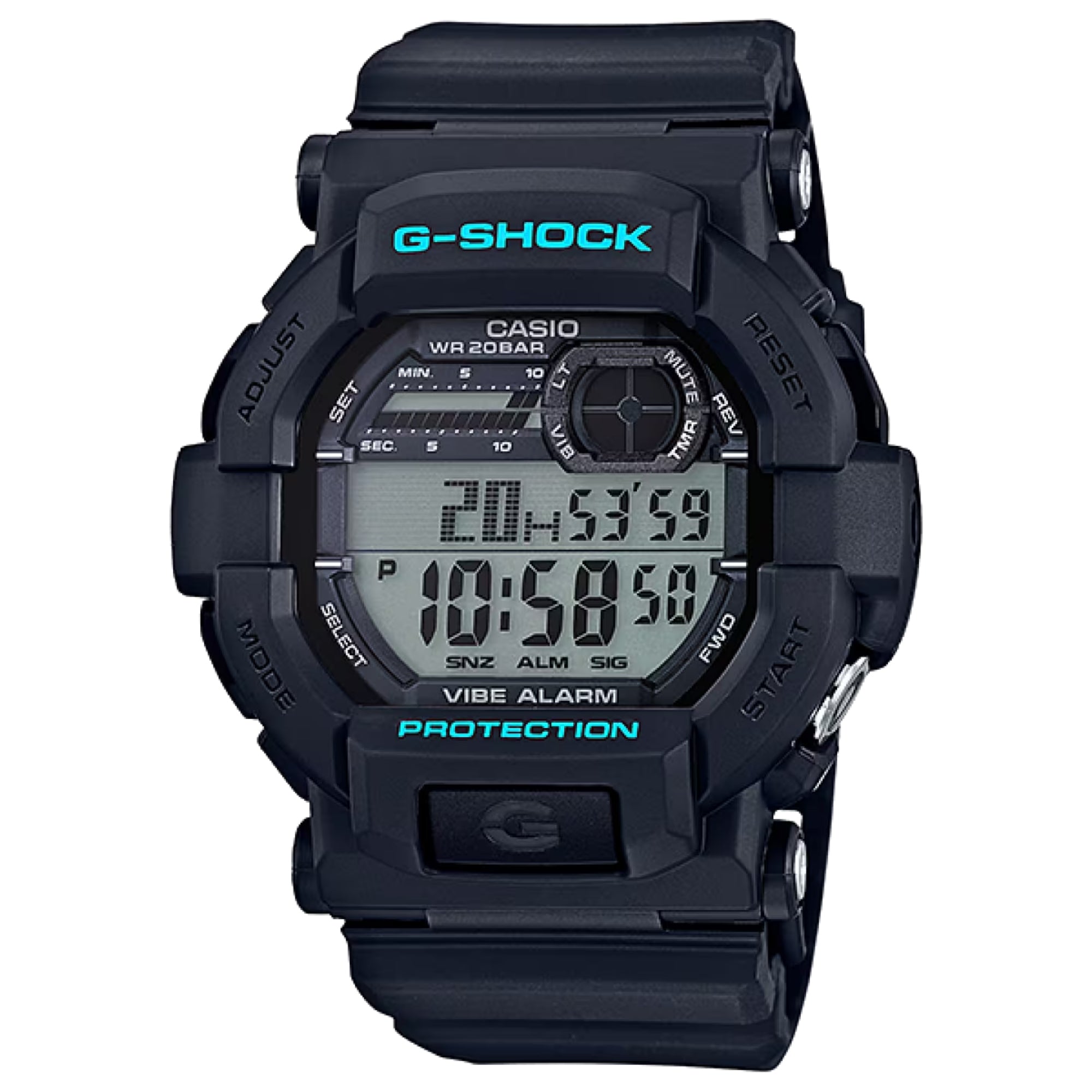 Casio G-SHOCK Men Grey Dial Digital Watch Black Resin Strap Vibration Alarm - GD-350-1CDR