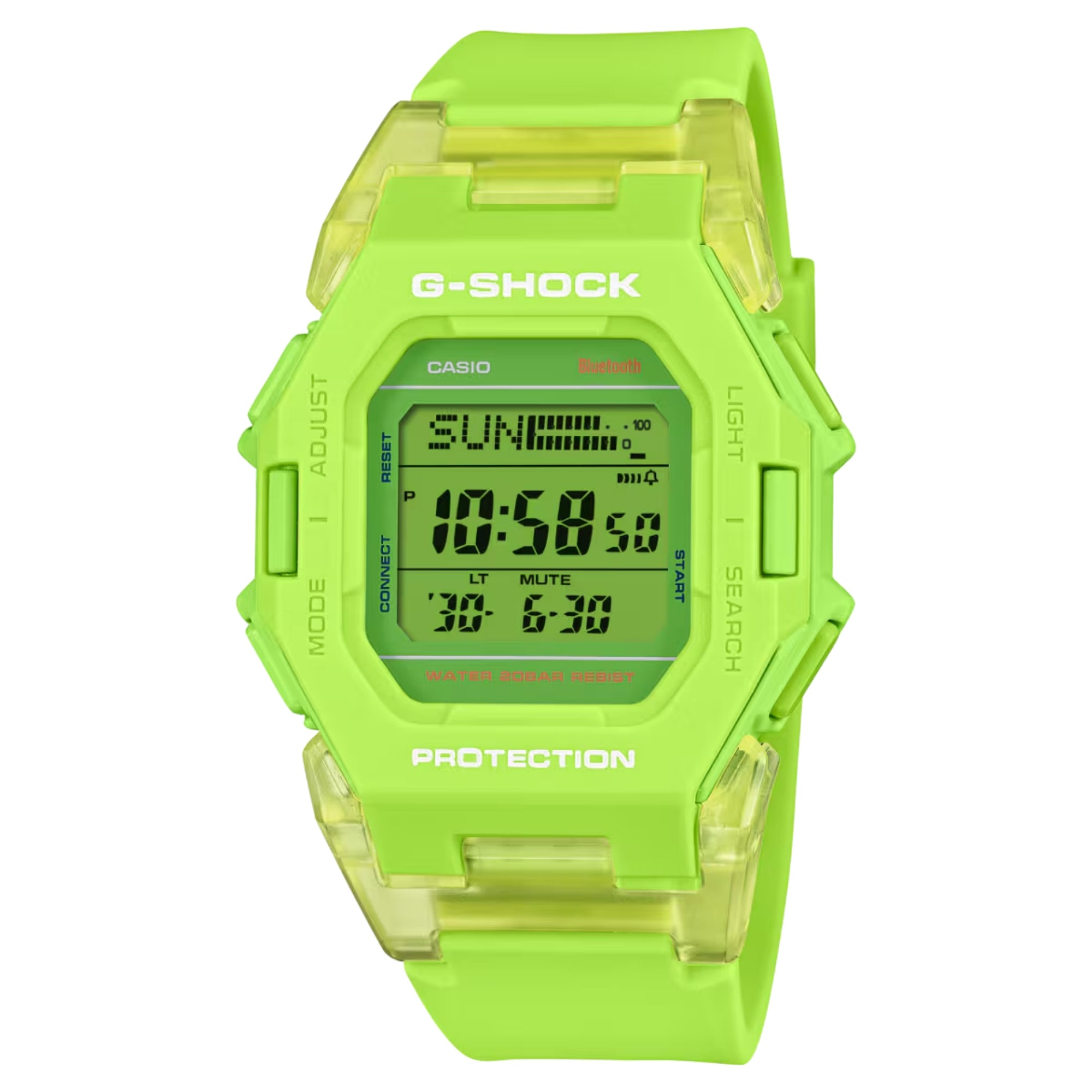 Casio G-SHOCK Men Green Dial Digital Watch Green Transparent Resin Strap Bluetooth Fitness Tracker - GD-B500S-3DR