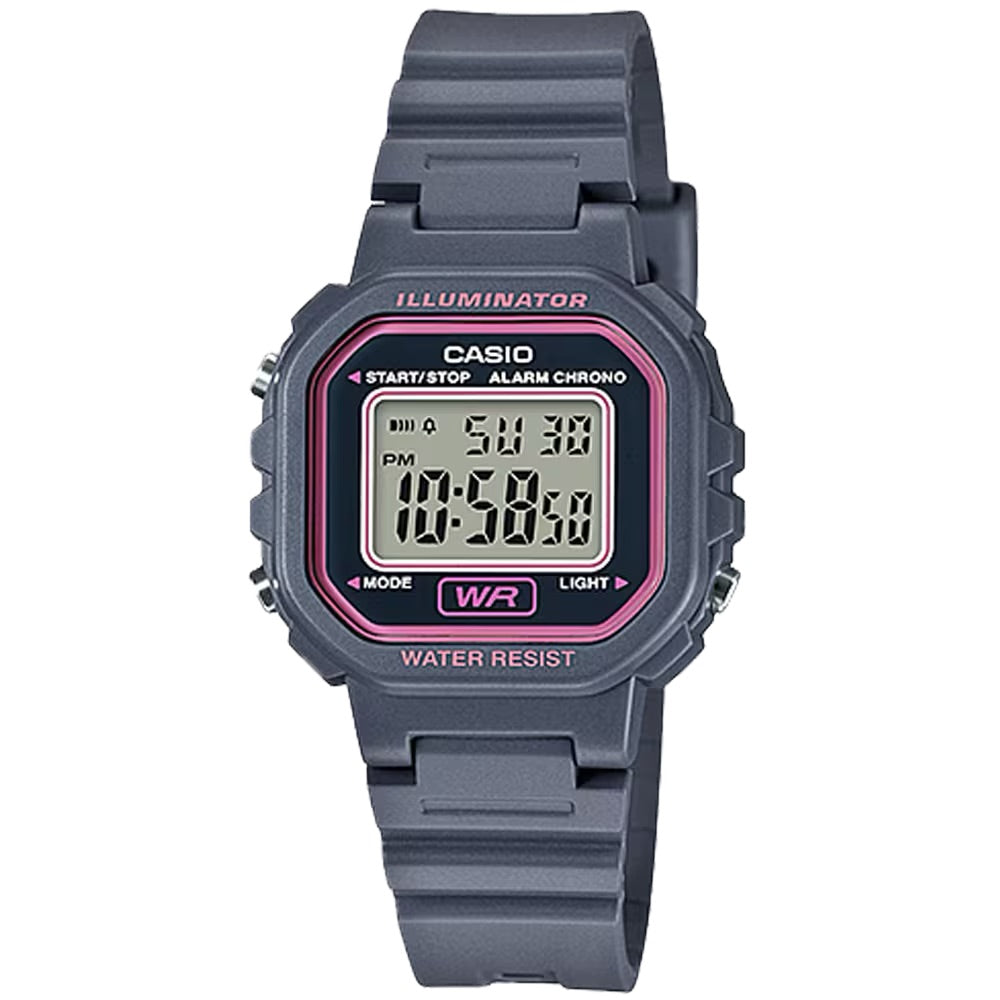 Casio Women Illuminator Digital Watch with Gray And Pink Case - LA-20WH-8ACF