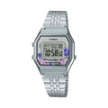 Casio Women Slim Digital Watch with Floral Face and Stainless Steel Bracelet - LA-680WA-4CDF
