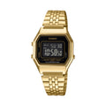 Casio Women Gold Digital Watch with Black Dial Retro Square Design - LA-680WGA-1BDF