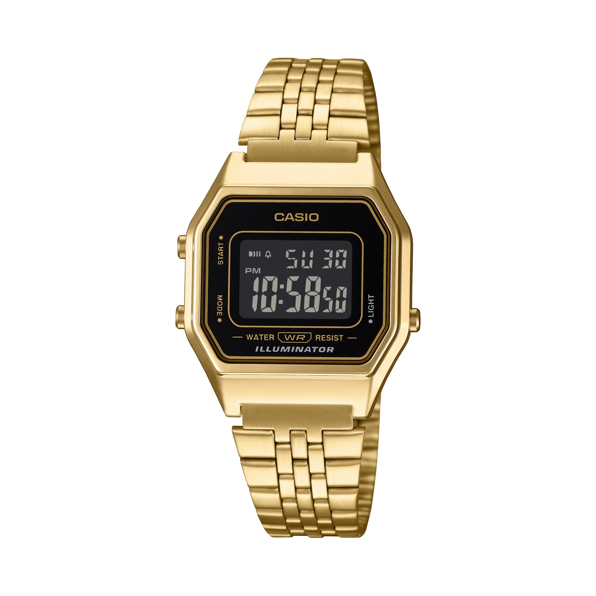 Casio Women Gold Digital Watch with Black Dial Retro Square Design - LA-680WGA-1BDF