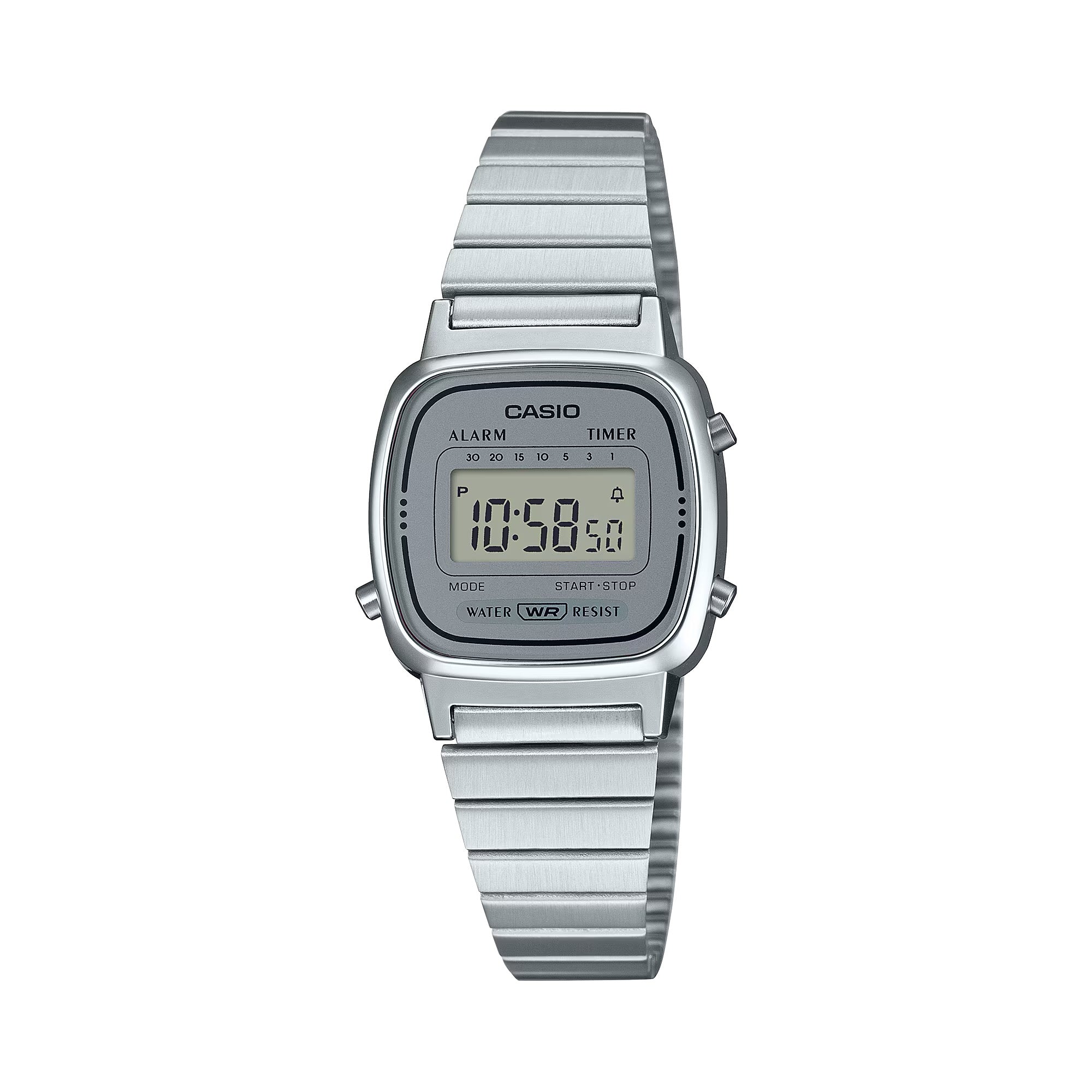 Casio Women Silver Digital Dial Stainless Steel Bracelet Watch - Casio_LA_670WA_7D